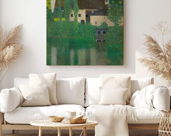 Water Castle, Gustav Klimt Painting Reproduction, Canvas Print Wall Art, Classic Artwork for Living Room Decor