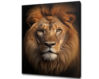 Majestic Lion Canvas Print | Wildlife Portrait Wall Art, Nature Decor