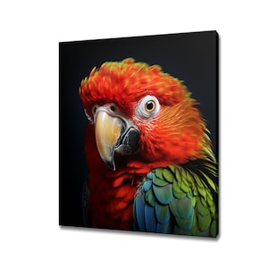 Parrot Bird Animal Canvas Print | Gift For Parrot Lover | Parrot Wall Art Portrait Print | Birds Home Wall Decor I Artwork For Nature Lovers