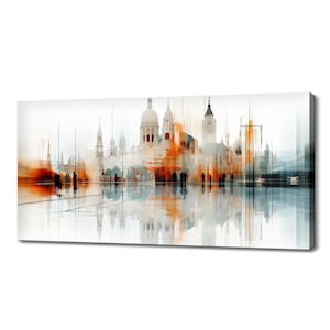 Minsk Capital Of Belarus Canvas Print Wall Art, Modern Design Home Office Decor, Famous Landmarks Skyline Colourful Painting Print