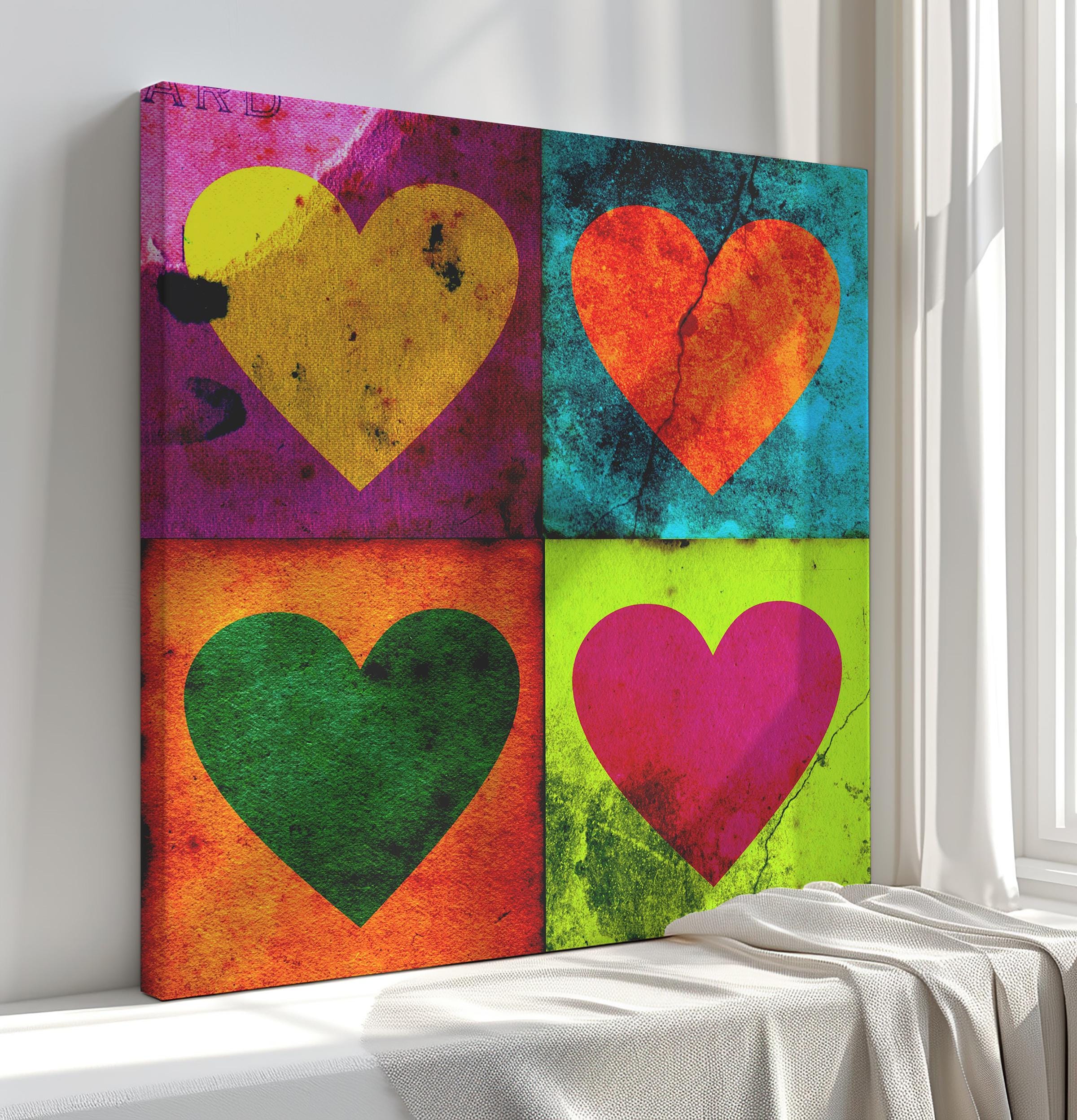 カラフルなポップアート作品 'Love' Love Explosion | Colorful Abstract Textured Oil Painting Wall Art