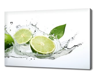 Lime Splash Canvas Print | Bright Citrus Fruit Wall Art, Kitchen Decor