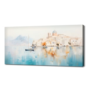 Naples City In Italy Canvas Print Wall Art, Modern Design Home Office Decor, Famous Landmarks Skyline Neutral Painting Print