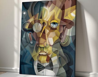 Pintura cubista, retrato impreso en lienzo – Decoración elegante para el hogar – Obra de arte de alta calidad para colgar en la pared, ideal para cualquier estilo de interior.