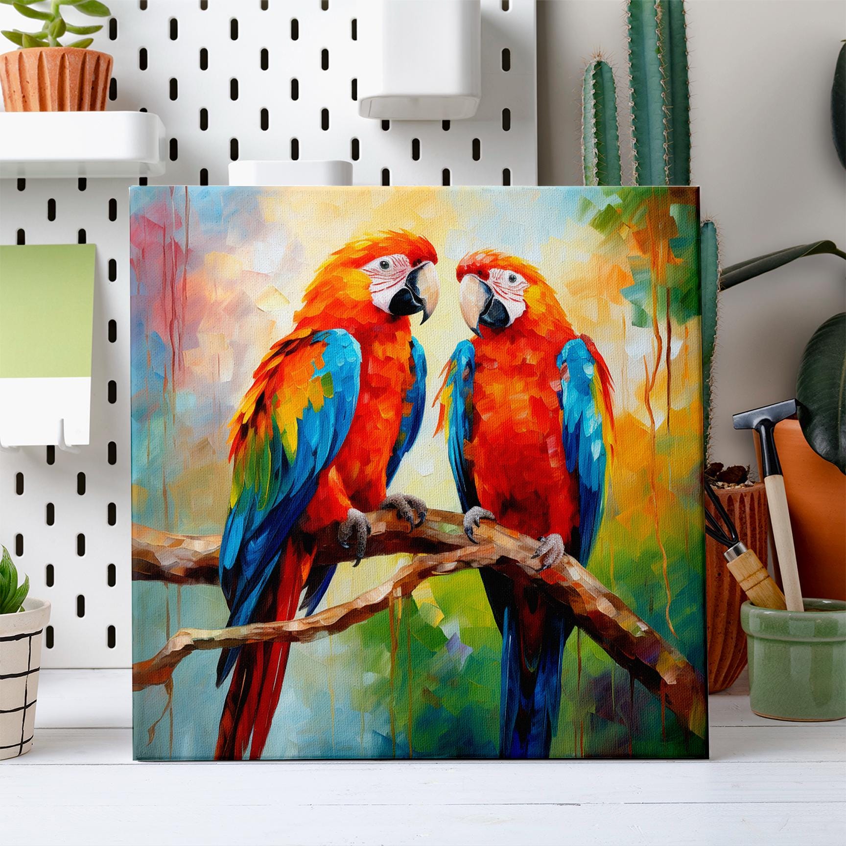 Masaws, Colorful Bird Canvas Wall Art Print, Birds Painting With
