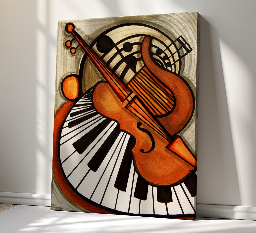 Piano and Violin, Musical Canvas Art Print– Elegant Home Décor