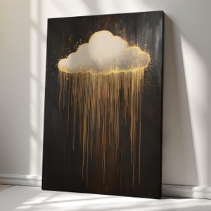 White Golden Cloud Canvas Print, Modern Abstract Wall Art , Minimalist Home Decoration, Gift Idea