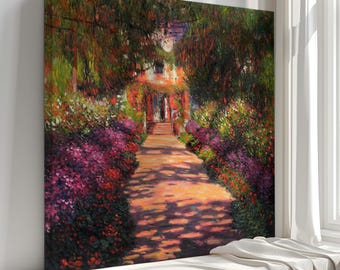 Pathway Monet's Garden Canvas Print | Classic Painting Reproduction | Wall Art Decor | Home Décor Masterpiece by Claude Monet