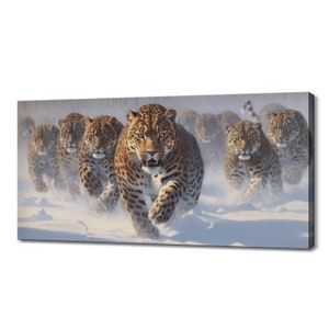 Adorable Leopard Family Canvas Print Art | Gift For Leopard Lover | Animals Wall Art Print | Wildlife Home Decor I Artwork For Nature Lovers