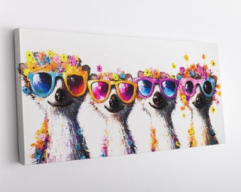Whimsical Meerkats Canvas Print | Colorful Wall Art Decor for Kids Room | Unique Animal Artwork
