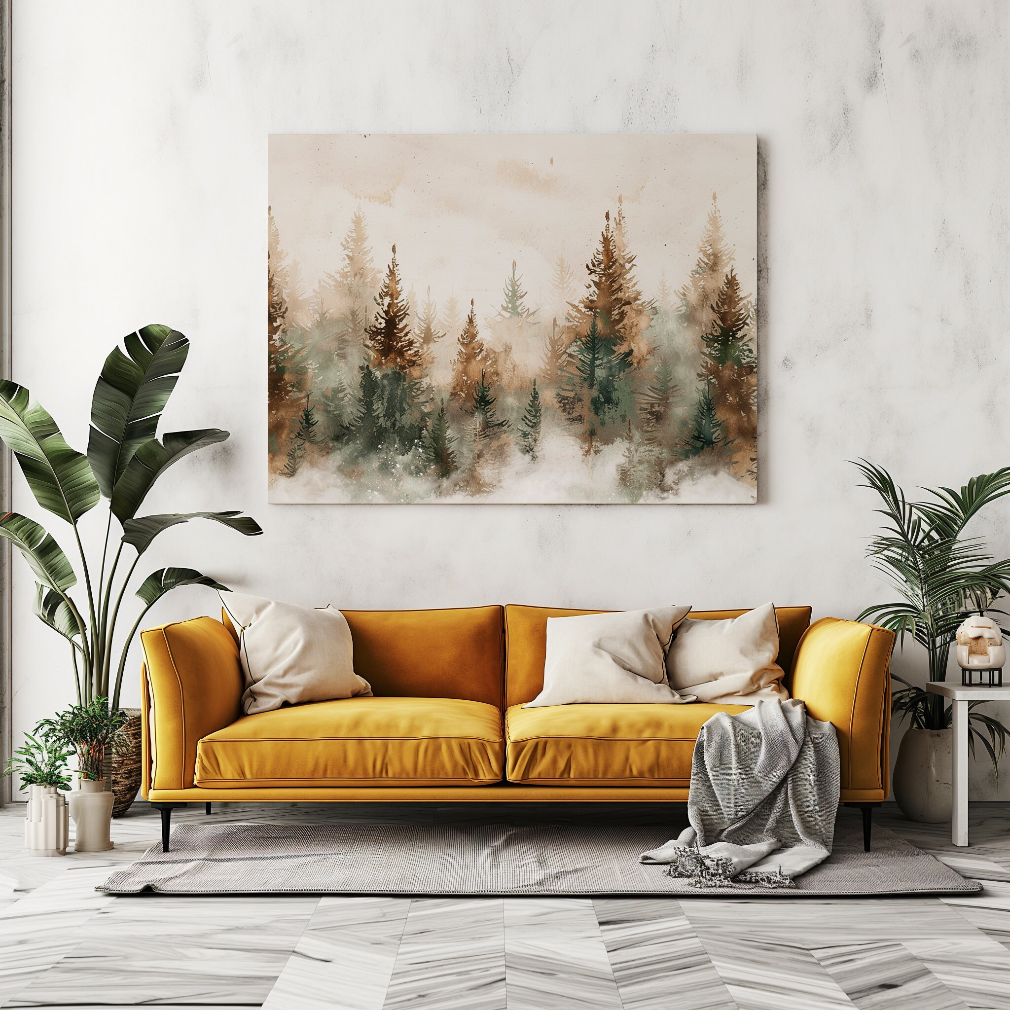 Pine Tree Forest Canvas Print, Large Abstract Wall Art, Home Decor for ...