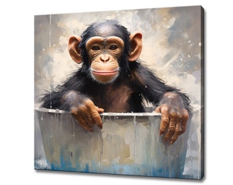 Baby Chimpanzee Canvas Print | Art Print Wall Hanging Picture | Kids Bedroom Home Decor | Animals Art Print | Large Canvas Art