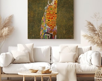Hope II, Gustav Klimt Painting Reproduction, Canvas Print Wall Art, Classic Artwork for Living Room Decor
