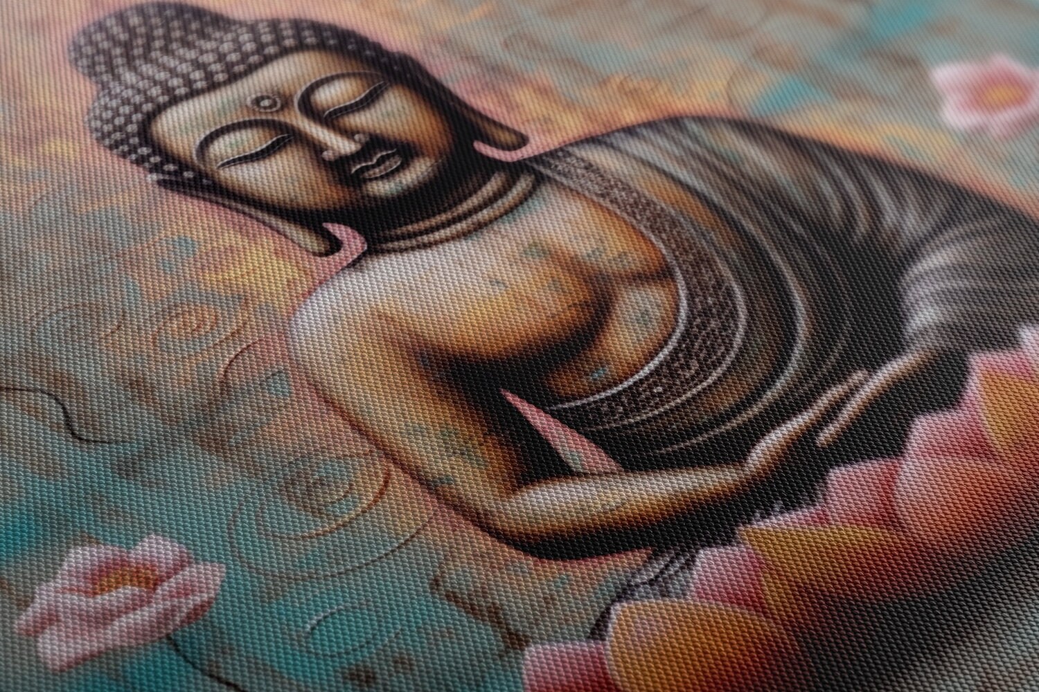 Buddha Lotus Flower Canvas | Art Print Wall Hanging Picture | Peaceful ...