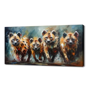 Hyenas wall art canvas print picture home decor animals handmade wall hangings customised gifts fast free uk delivery