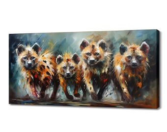 Hyenas wall art canvas print picture home decor animals handmade wall hangings customised gifts fast free uk delivery
