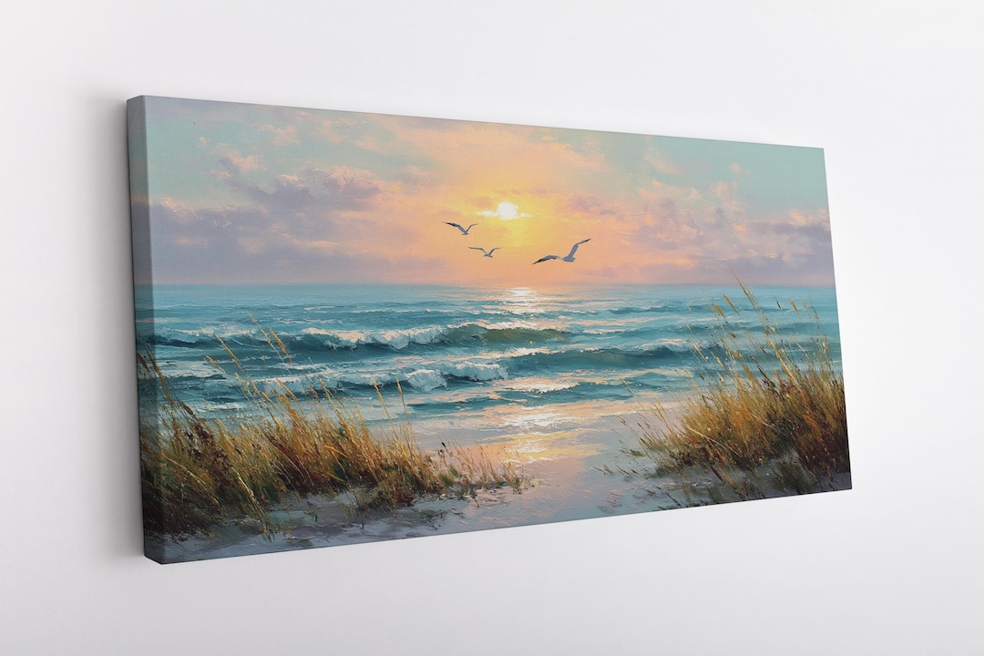 Sunset Beach Canvas Print, Tropical Coastal Wall Art - Etsy