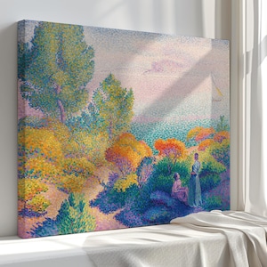 Canvasafdruk Henri-Edmond Cross: twee vrouwen, vintage kunstreproductie
