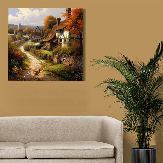 Tableau Sur Toile Macke "Cortile Di Una Villa" - Reproduction D'art Pour Décoration Murale - Made In Italy