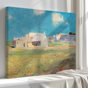Doek Odilon Redon &quot;Breton Village&quot;: vintage kunstreproductie