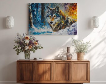 Abstract Wolf Canvas Print – Colourful Wildlife Wall Art