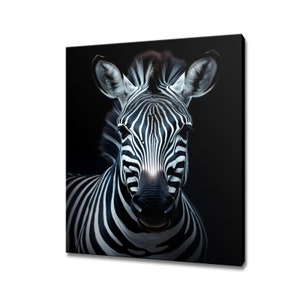 Zebra Animal Canvas Print | Gift For Zebra Lover | Zebra Wall Art Portrait Print | Wildlife Home Decor I Artwork For Nature Lovers