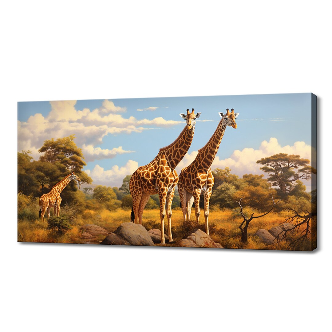 Adorable Giraffes Family Canvas Print Art | Gift for Giraffe Lover ...