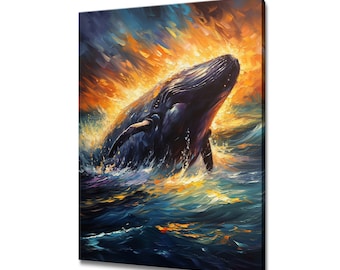 Portrait of a whale canvas print picture wall hanging handmade art print home decor gifts fast free uk delivery