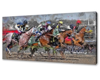 Horse Racing Canvas Print, Jockeys in Action, Equestrian Wall Art