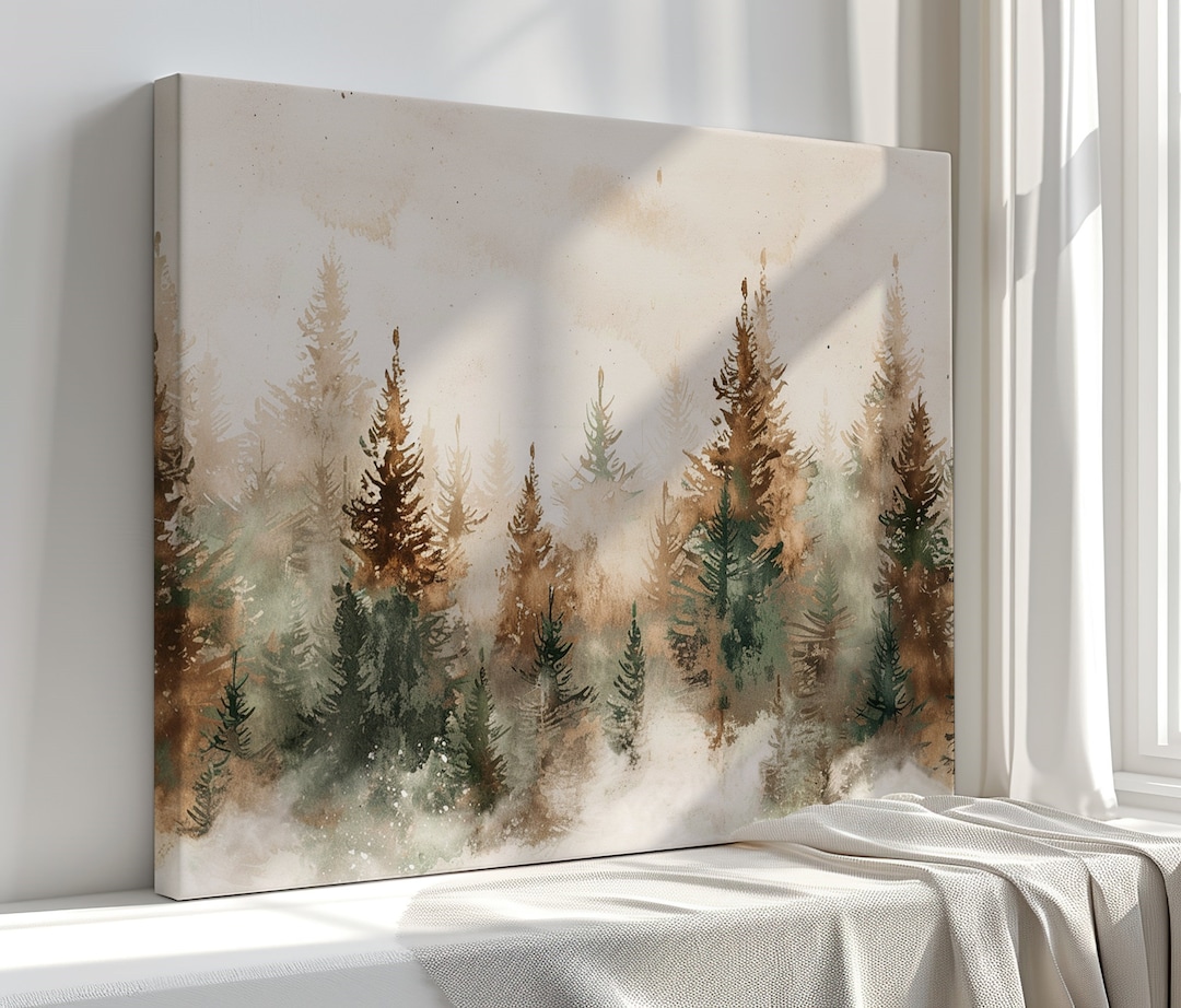 Pine Tree Forest Canvas Print, Large Abstract Wall Art, Home Decor for ...