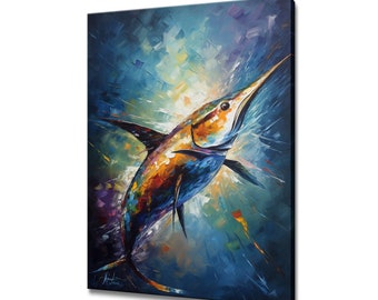 Portrait of a swordfish canvas print picture wall hanging handmade art print home decor gifts fast free uk delivery