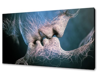 Abstract Couple Kissing Canvas Print Wall Art, Modern Home Decor Wall Hanging