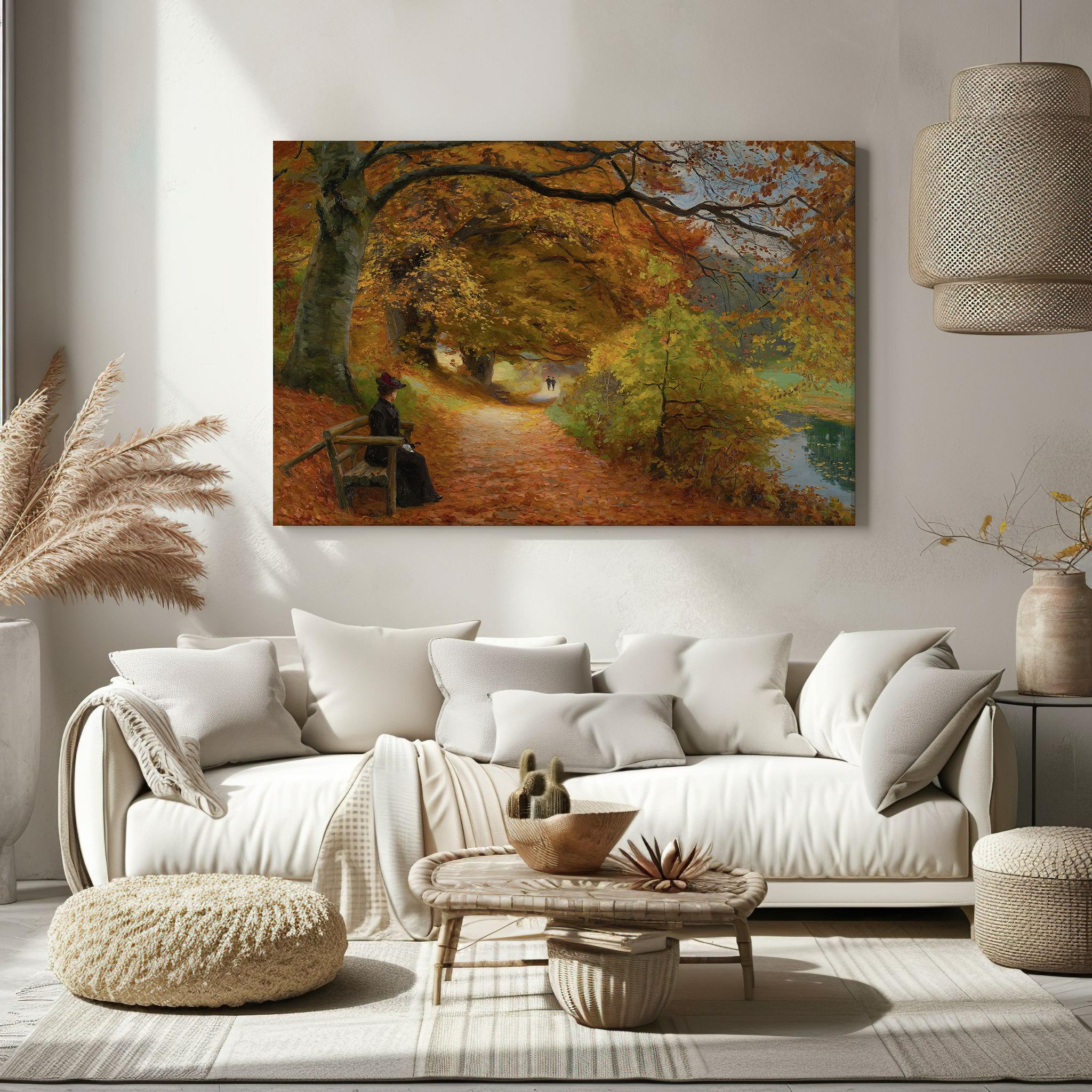 A Wooded Path in Autumn by Hans Andersen Brendekilde Canvas Wall