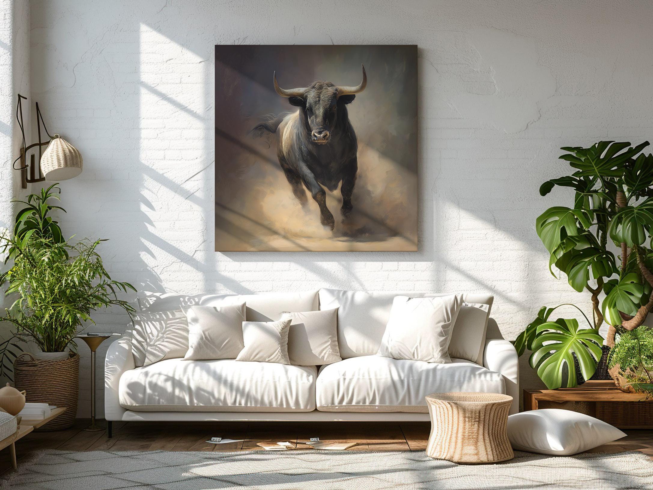 Bull Canvas Print Wall Art – Powerful Animal Painting on Canvas - Etsy