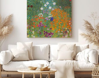 Cottage Garden (1905-1907), Gustav Klimt Painting Reproduction, Canvas Print Wall Art, Classic Artwork for Living Room Decor