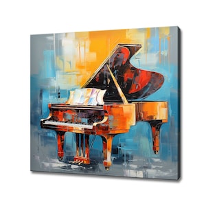 Piano Music Colourful Painting Style Canvas Print, Musical Instrument Wall Art, Gift For Musician, Classical Music Studio Decor