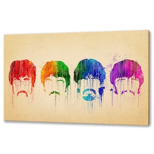 The Beatles Watercolour Colourful Canvas Art Print Wall Hanging Handmade Home Decor Customised Gifts Wall Art Designs