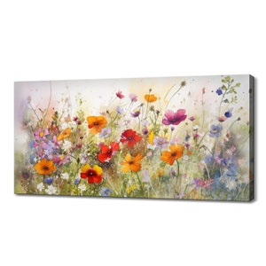 Colourful Flowers Canvas Art Print | Botanical Floral Picture | Wall Hanging for Home or Office | Multiple Sizes | High Quality Wall Art