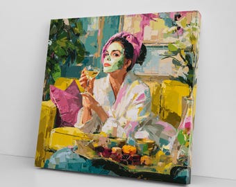 Modern Woman Canvas Print – Empowerment Wall Art in Yellow and Pink