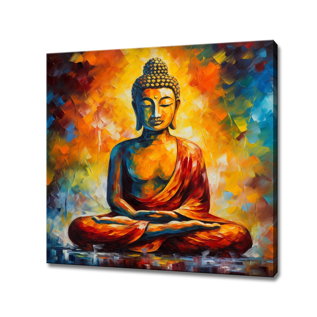 Buddha Lotus Flower Canvas | Art Print Wall Hanging Picture | Peaceful ...