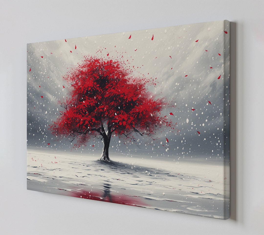 Abstract Red Tree Canvas Print, Large Canvas Wall Art, Home Decor for ...