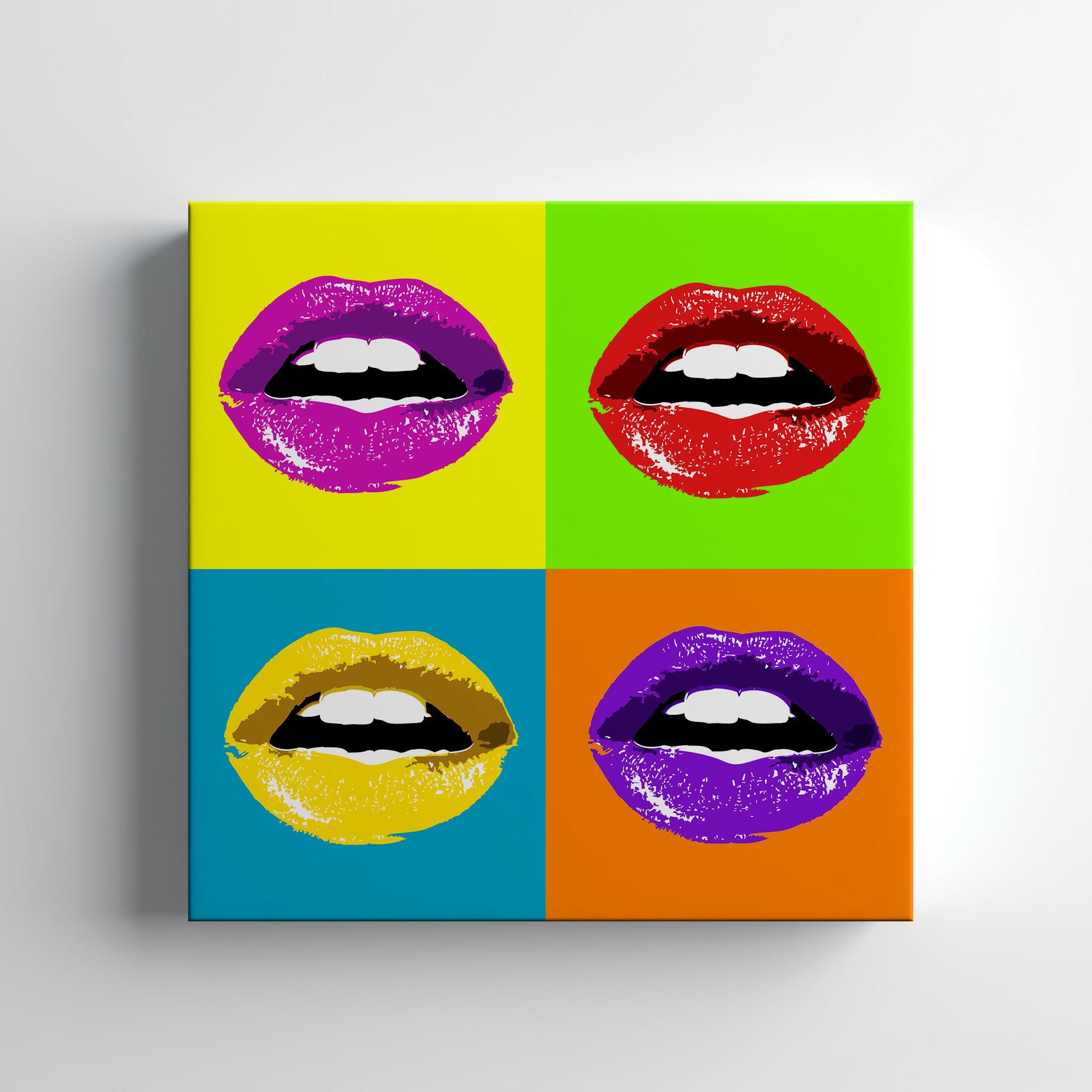 Pop Art Lips, Colourful Canvas Wall Art Print – High-quality
