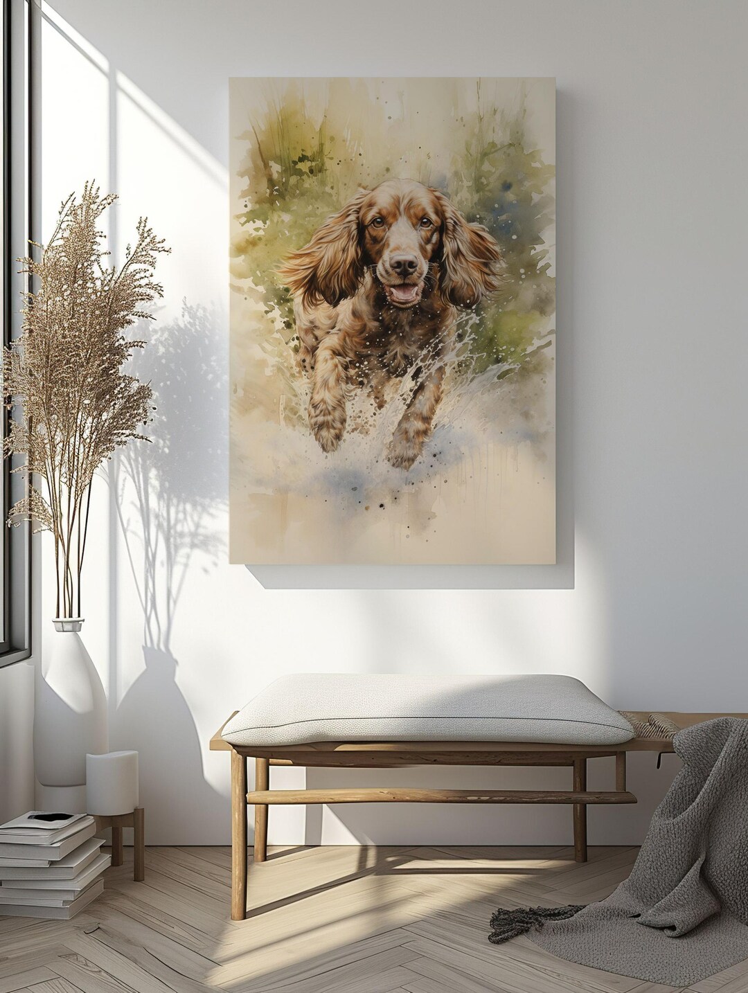 Watercolor Cocker Spaniel Wall Art Canvas Print, Dog Painting Home ...