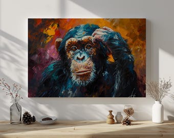 Abstract Chimpanze Canvas Print – Colourful Wildlife Wall Art