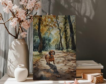 Watercolor Dachshund Canvas Print, Dog Portrait Artwork