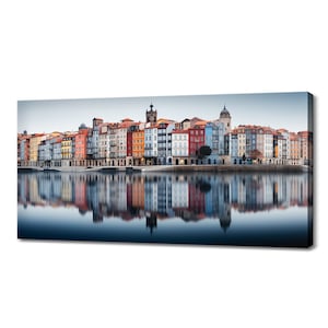 Porto City Houses Portugal Canvas Print Wall Art, Modern Design Home Office Decor Famous Landmarks Skyline Colourful Painting Print