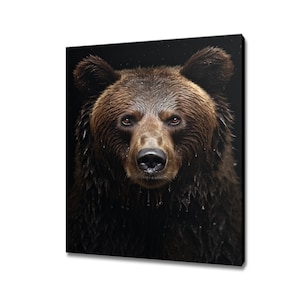 Bear Animal Canvas Print | Gift For Bear Lover | Bear Wall Art Decor Portrait Print | Wildlife Home Wall Decor I Artwork For Nature Lovers