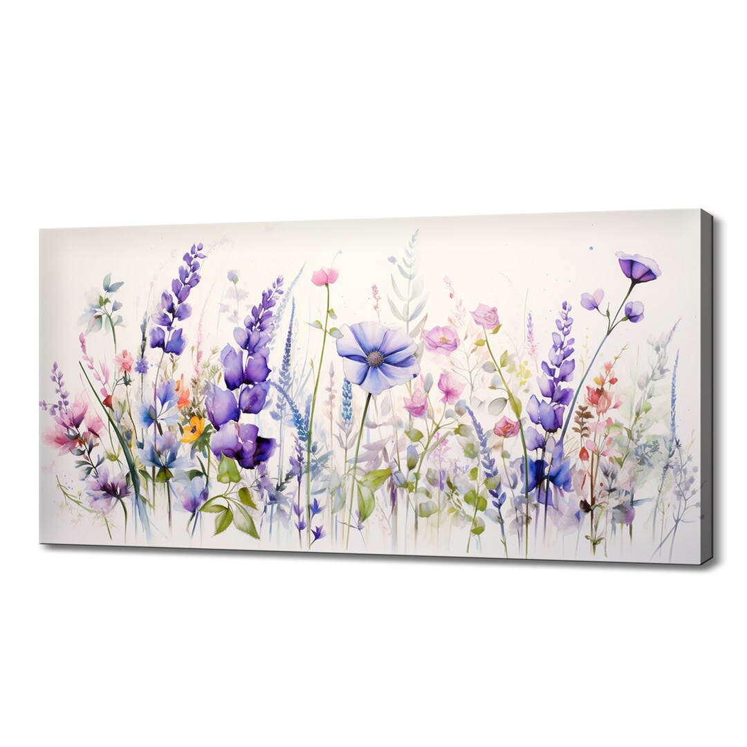 Purple Pink Wildflowers Art Print | Meadow Flowers Canvas Print ...
