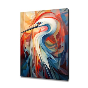Beautiful Crane Bird Painting Canvas Print | Gift For Bird Lover | Crane Bird Wall Art Print | Birds Home Wall Decor I Modern Wall Art