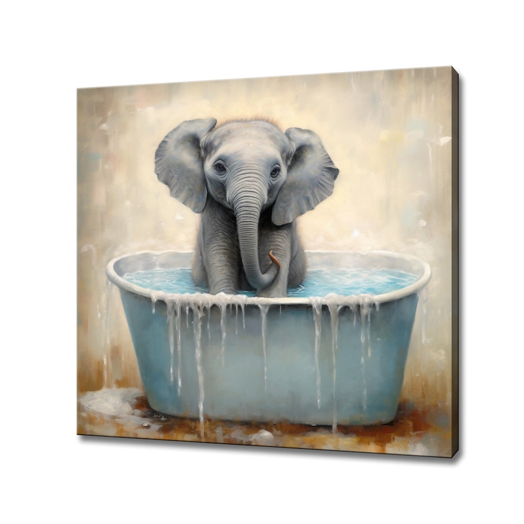 Baby Elephant Canvas Print | Art Print Wall Hanging Picture | Kids ...
